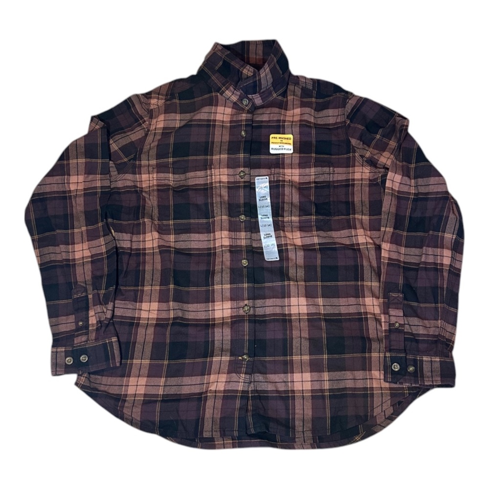 Carhartt 103226 PRT Women's Port Red Rugged Flex Flannel Hamilton Shirt L(12/14)